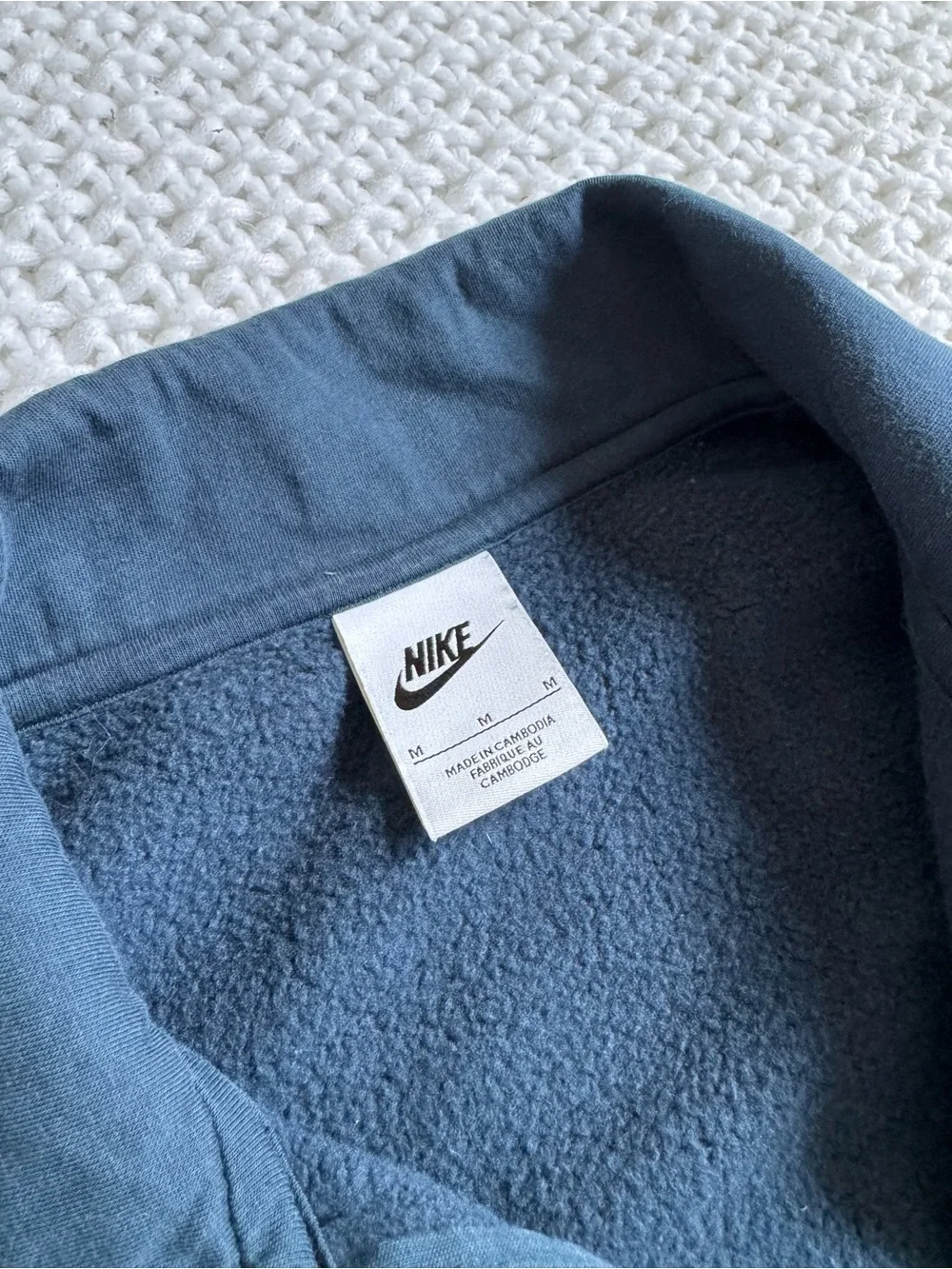 Nike Men's Dark Navy Zip-Up Fleece with White Swoosh